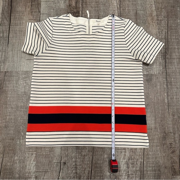 Madewell Mainsail Short Sleeve Striped Shirt Black White Red Women's Size Small - Picture 7 of 8